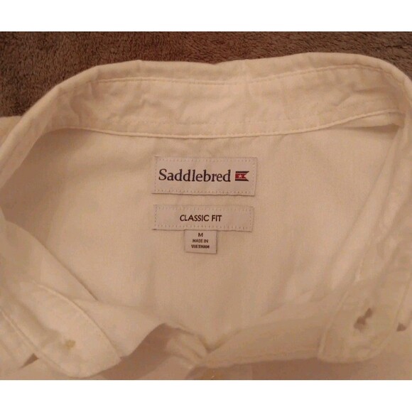 Mens Saddlebred Button Down Medium White Short Sleeve Shirt - Picture 3 of 5